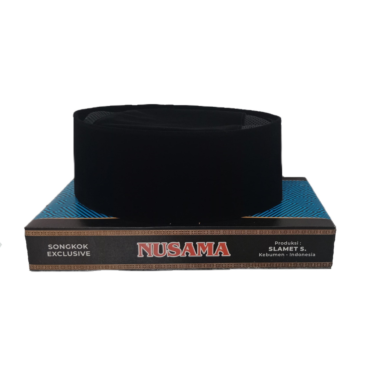 Peci songkok Nusama motif hitam polos AC/ventilasi anak dan dewasa bahan halus, anti kusut dan nyaman dipakai